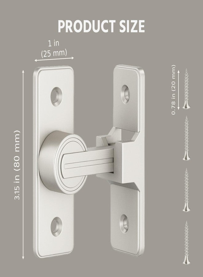 RETRIN 90 Degree Barn Door Lock Latch - Zinc Alloy Privacy Lock, Cannot Be Opened from Outside - Easy Install with Screws - for Bathroom, Garage, Bedroom, Cabinet, Barn (Nickel) - Image 2